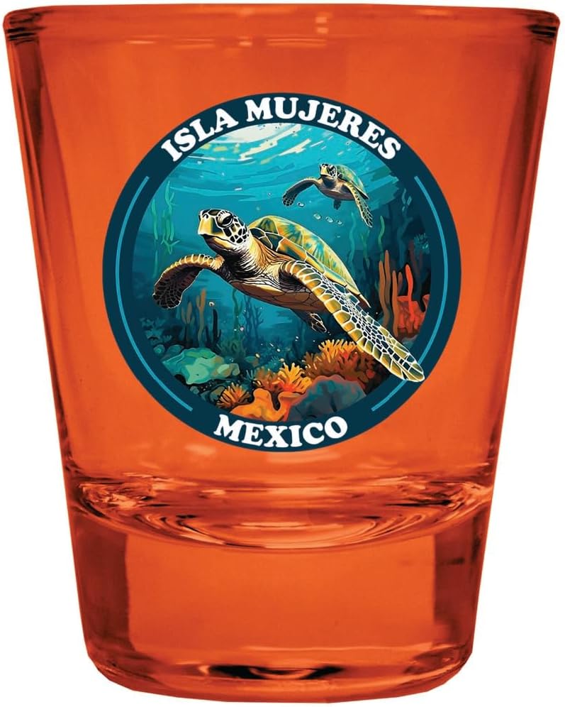 Isla Mujeres Mexico Design B Souvenir 2oz Vaso 4-Pack