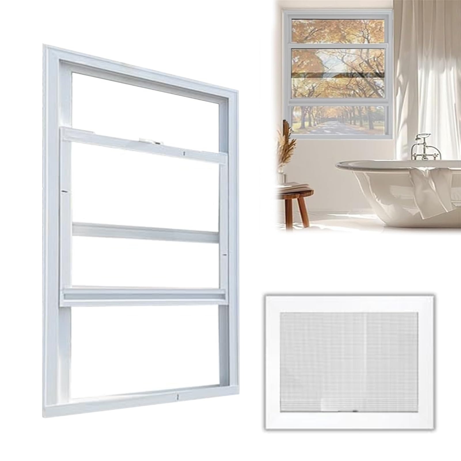 Finestra Finestre Scorrevoli in Alluminio con Zanzariera e Vetro, 30 36 46 51 61 71 76 81 91 Cm Cantina Capannone Pollaio Soffitta Bagno Finestra, Piccola Finestra di Ventilazione(White,12x18in/30x46c