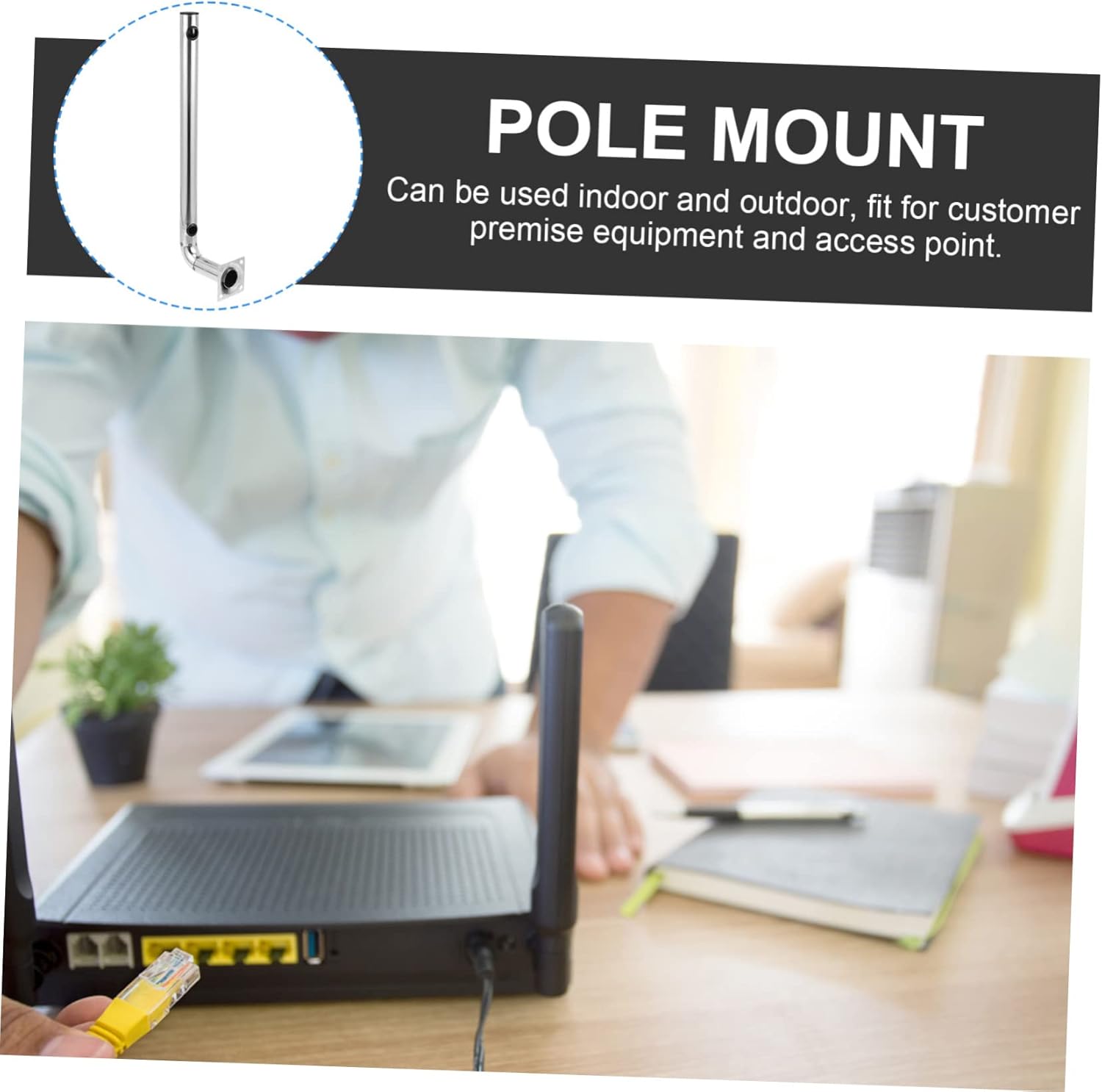 Stainless Steel L-Shaped Antenna Mount Bracket for Access Points Sturdy Pole Mounting Hardware for Outdoor Use Random Color