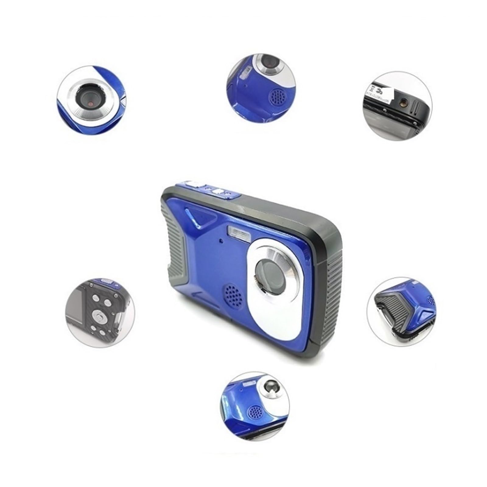 Cámara Digital Impermeable De Alta Definición HD 1080P Pantalla 2,8 Pulgadas Toma Nítida Suave(Blue)