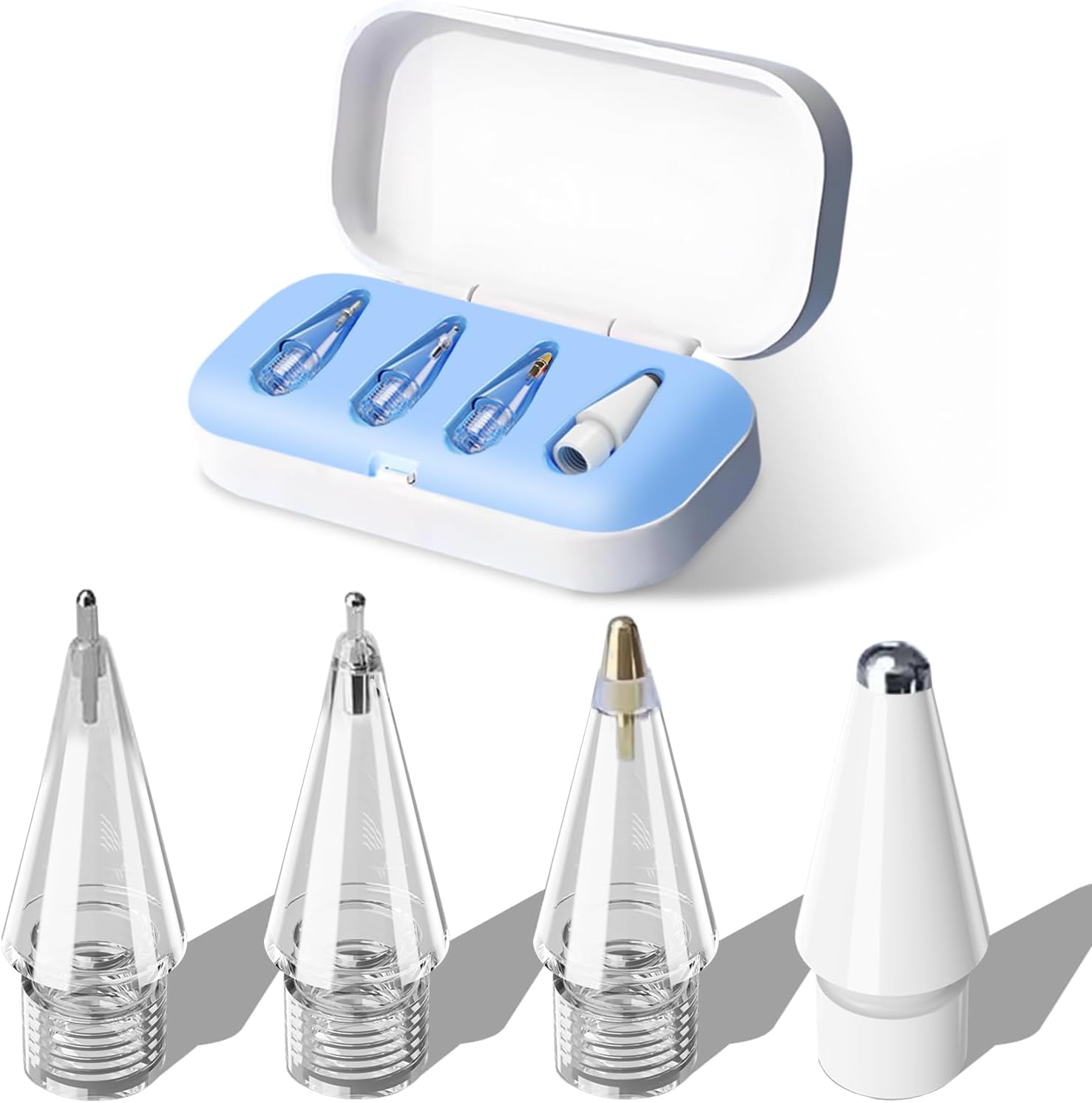 4Pack Upgraded Pencil Tips For Apple Pencil Pro, Replacement Pencil Tips Case for Apple Pencil USB-C/2nd/Gen 1st, IPad Pen Tips With Storage Box, iPad Pencil Pro Accessories For Apple Pen(Blue 4 in 1)