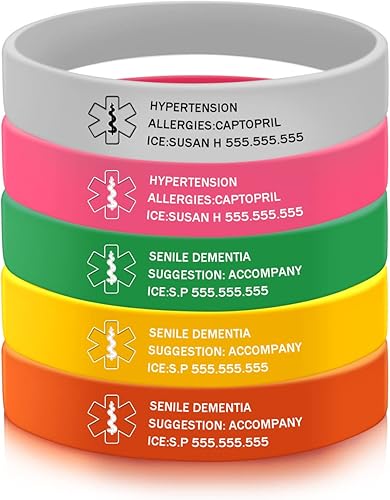 Miniatura 7 de BAUMA AUTO Pulseras de identificación de alerta médica, pulseras de emergencia impermeables con grabado personalizado para hombres y mujeres,