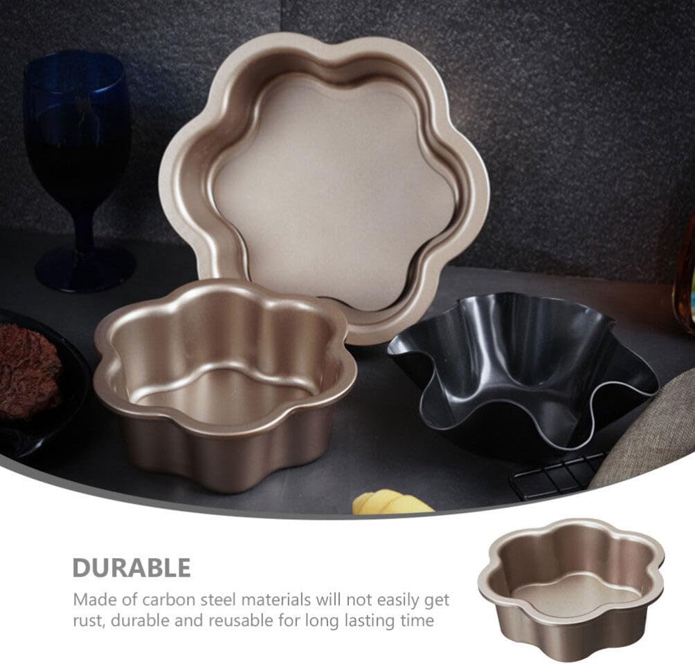 Luxshiny Carbon Steel Mini Cake Pan Flower Shape Baking Pan Nonstick Fluted Tube Cake s Oven Baking Mold Cheesecake Tart for Tartlet Bread Pudding 8inch