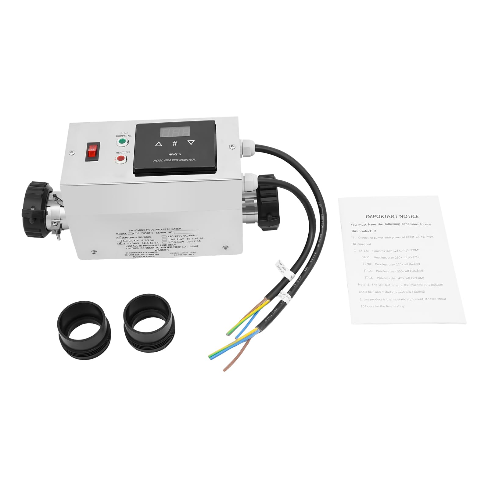 Chauffage électrique de piscine 3000 W Chauffe-eau instantané avec régulateur de température