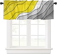 Vista 23 de Cortina de cenefa color turquesa degradado para ventanas Kithchen, verde azulado y marrón, degradado, moderno, abstracto, geométrico, cenefas