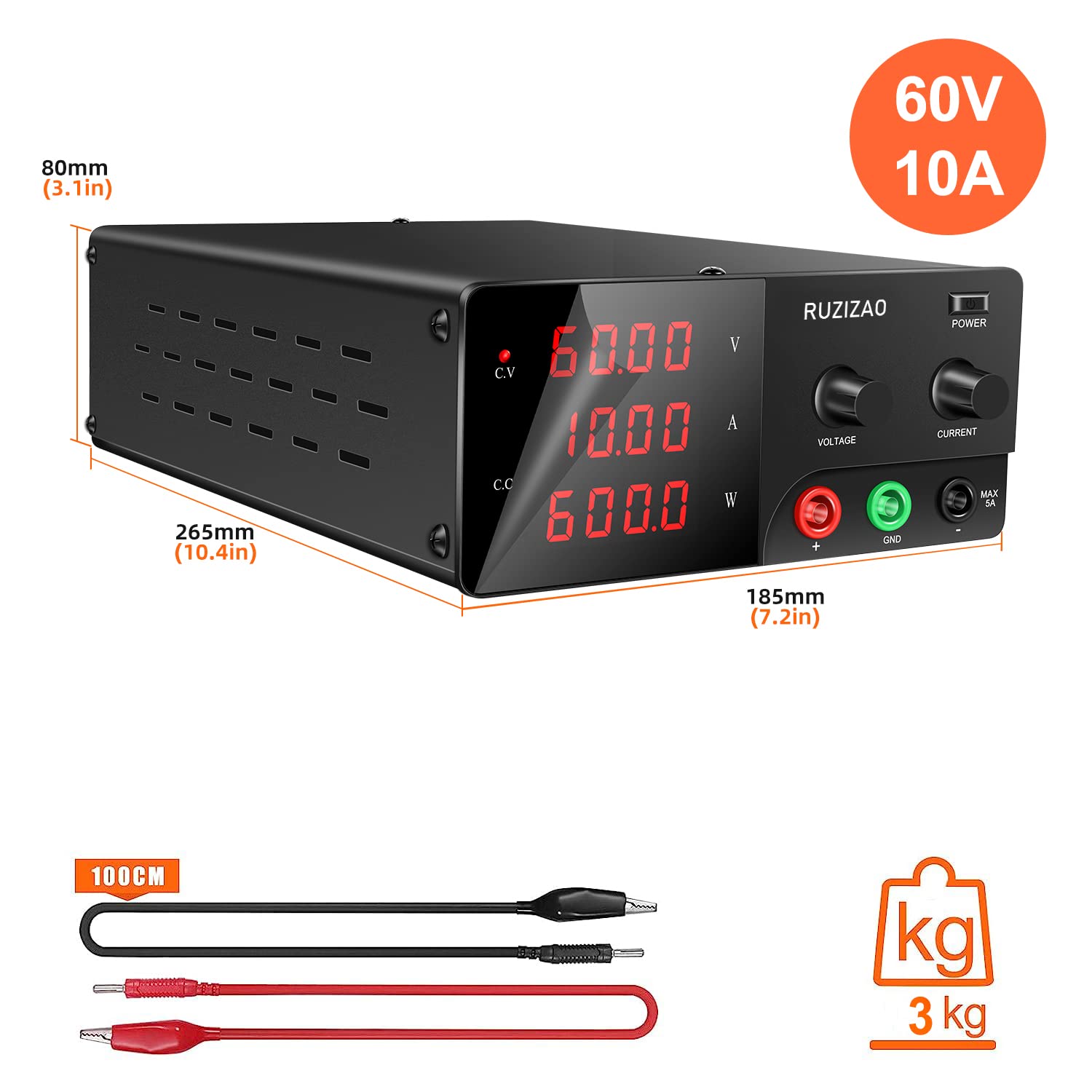 Alimentatore da Banco 30V 10A, Alimentatore da Laboratorio Regolato con Encoder e LED Display a 3 Cifre, Alimentatore Banco Regolabile con Porta USB 5V/2A Alimentazione DC Regolabile da Banco