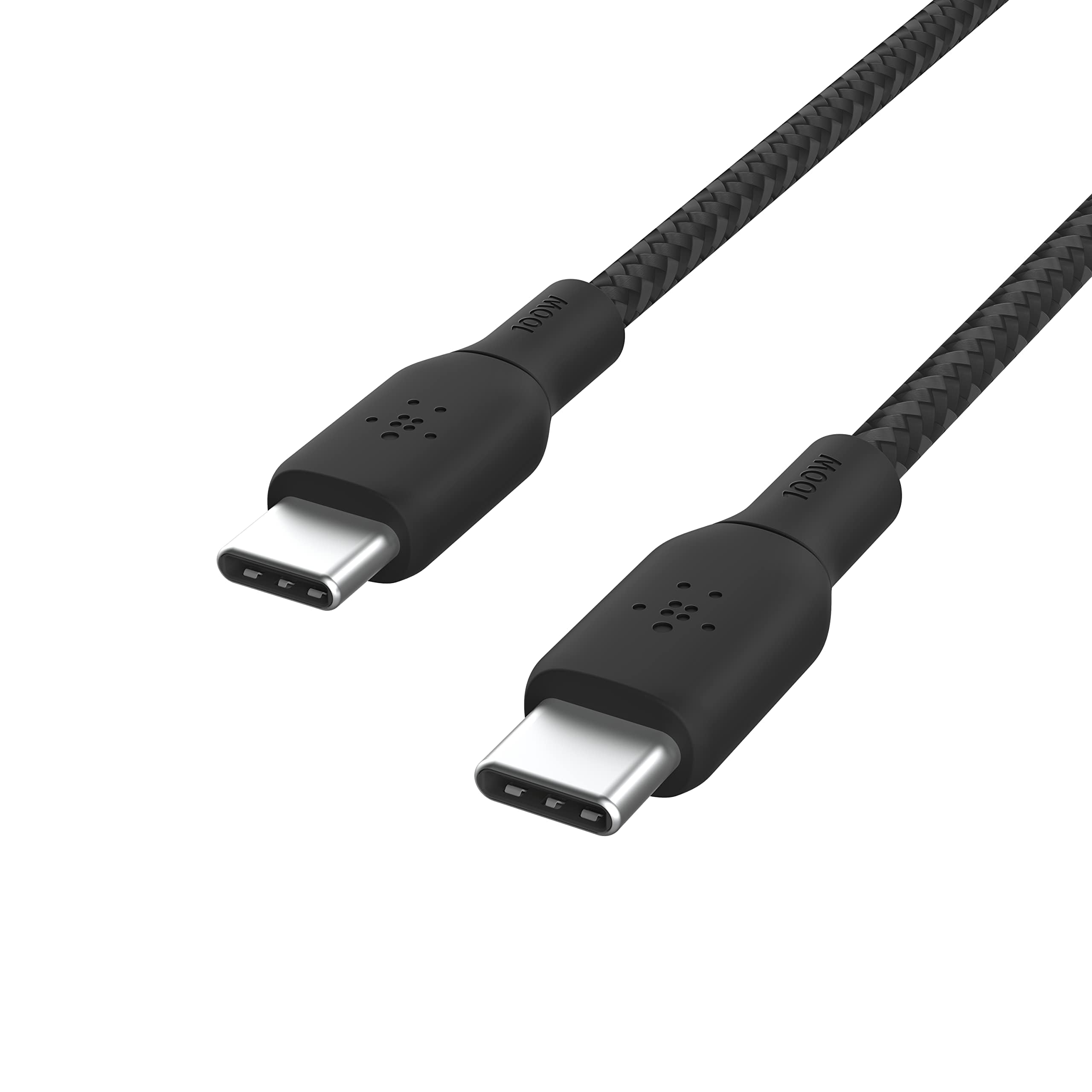 Belkin USB-C-auf-USB-C-Kabel, 2 m, 100 W, Typ-C-Ladekabel, iPhone-Ladekabel, geflochten, flexibel für iPhone 17, Galaxy S25, Pixel 10, AirPods, iPad Pro, Tablet, Nintendo Switch 2 und mehr, Schwarz, 6