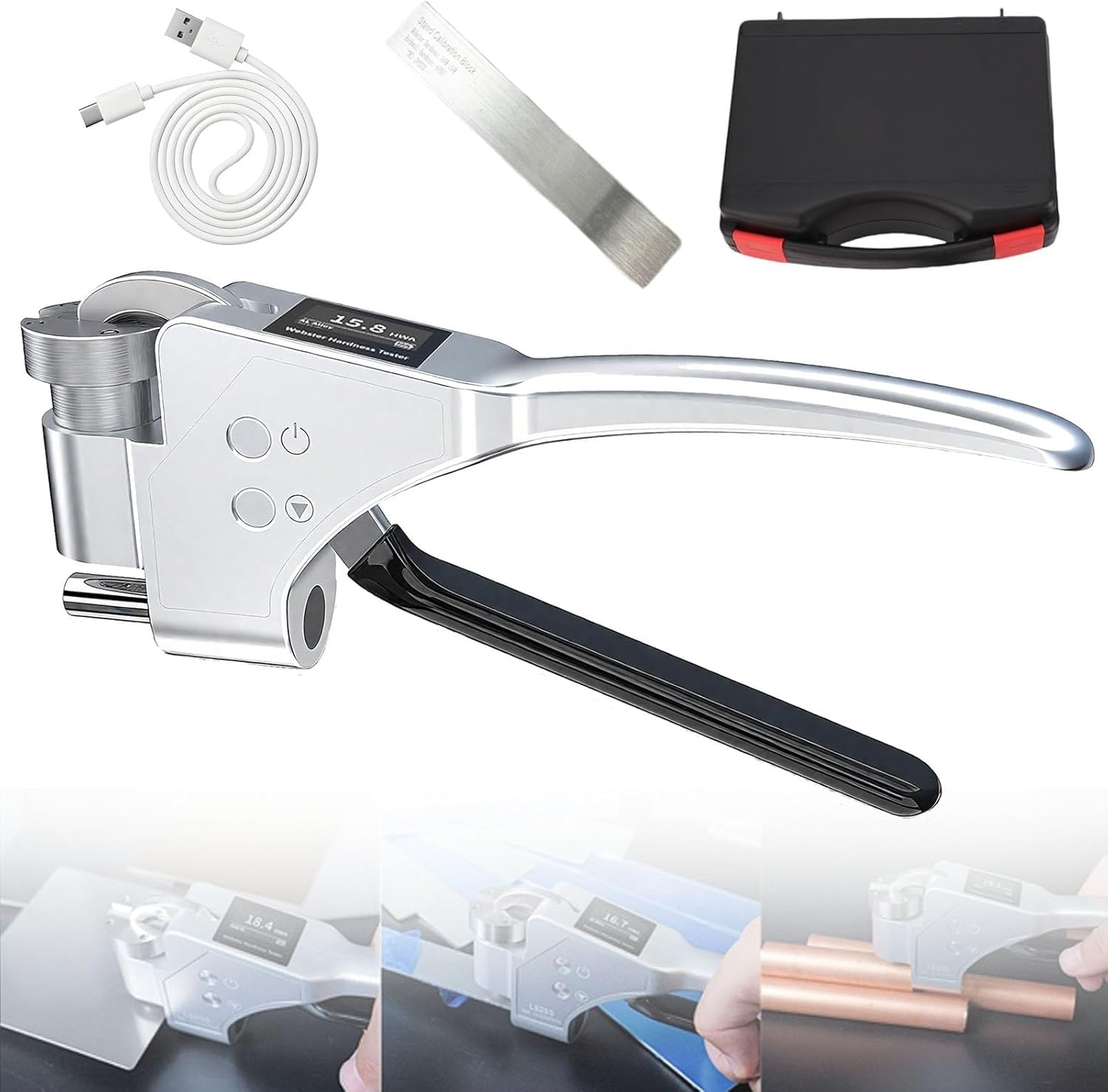 IMOSEI digital Webster Hardness Tester, Hardness Tester, 6-in-1 Hwa, Hre, Hrf, Hrb, Hv, Hb, for Aluminum Alloy, Brass, Copper, Mild Steel