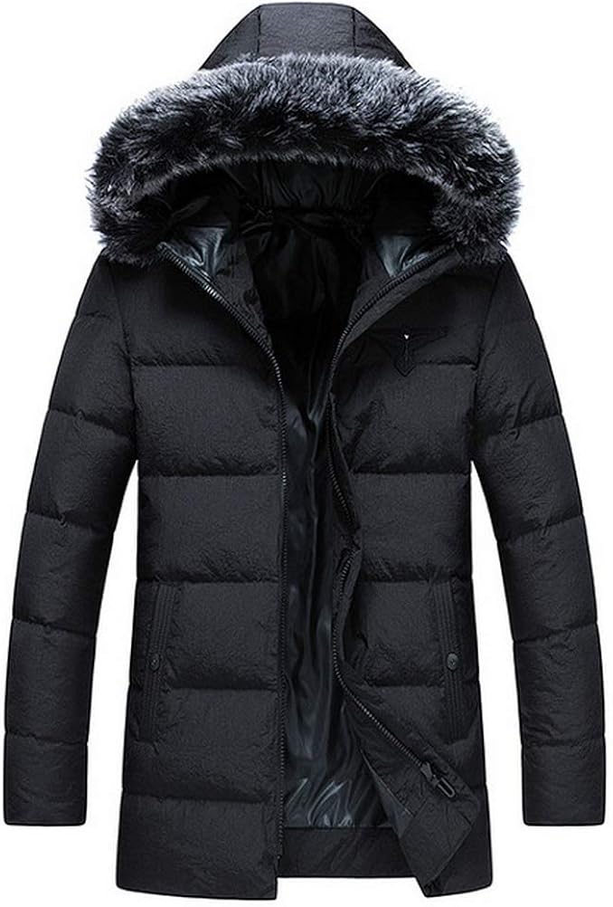 mens coat with real fur hood