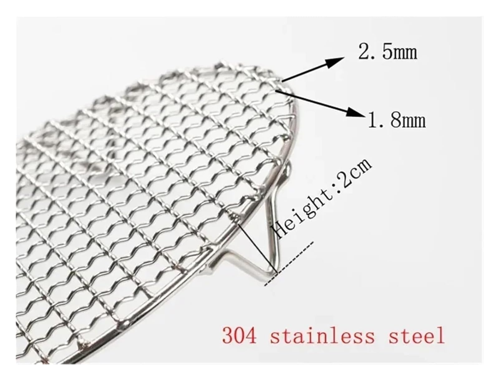 Zapasowy ruszt do grillowania, Okrągła siatka do grilla ze stali nierdzewnej 304 stopką 10-65 cm srebrna pieczenia, palenia, kempingu(26.5cm)