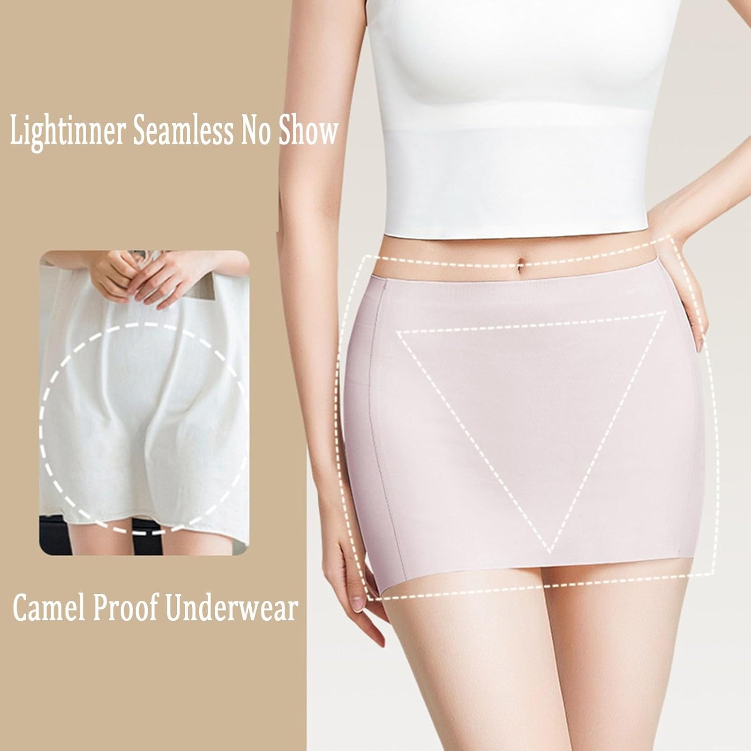 Women's Half Slip Shorts for Under Dresses Seamless Concealer Underwear Invisible Proof Safety Panties 3 Pack