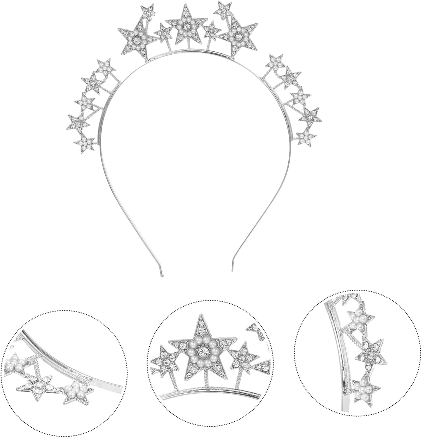 3-Piece Set: Headband Stars Rhinestone + Face Gems & Rhinestones, Halo Headpiece for Women & Girls - Image 3