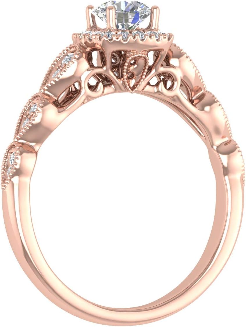 3/4 Carat Cushion cut Diamond Engagement Ring in 14K Gold