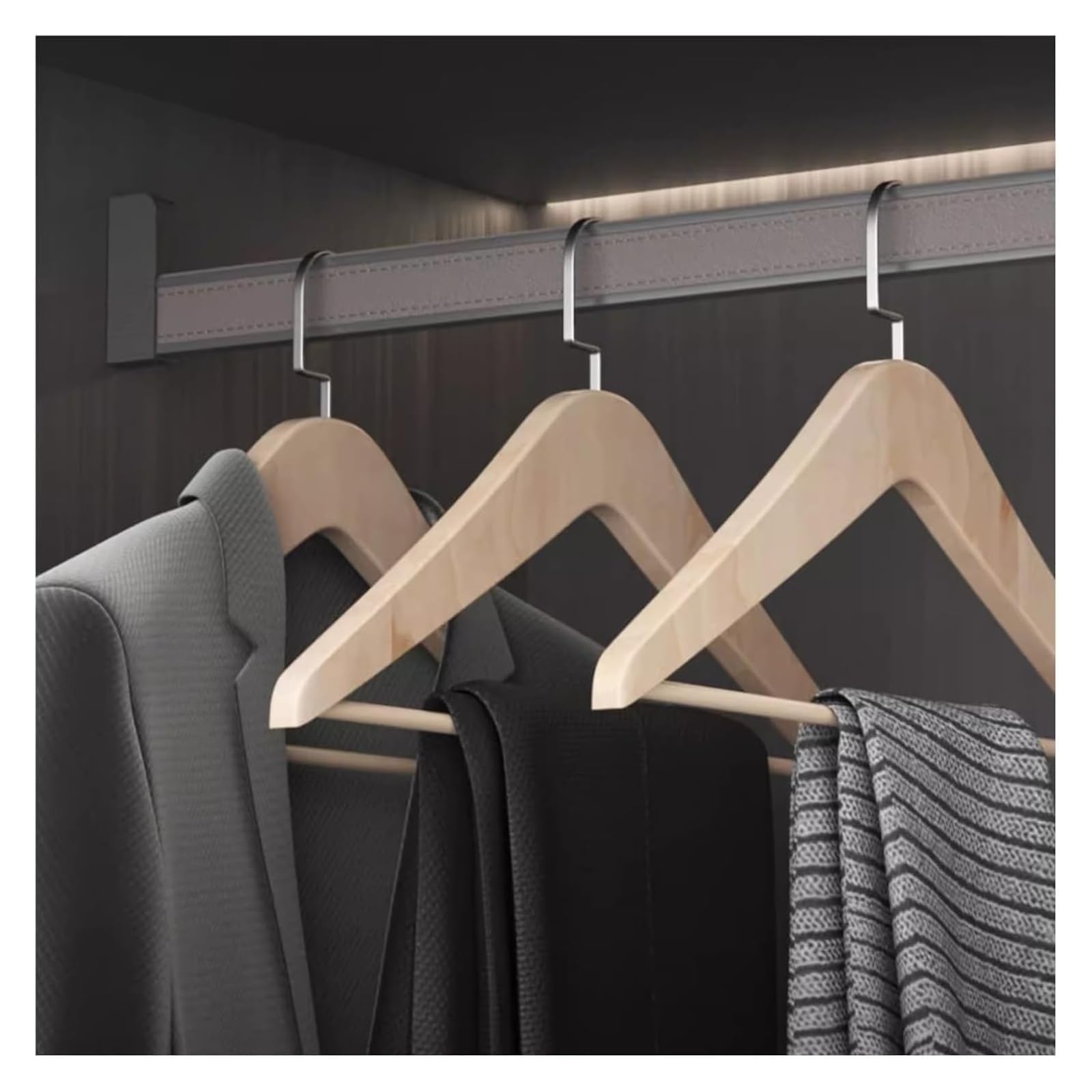 ROHCGHC Wardrobe hanging rods, With End Sockets & Screws, Heavy Duty Cuttable Clothes Rod Wardrobe Hanging Rail, 60 70 80 90 100 110 120cm(Dark Grey,85cm/33.5in)
