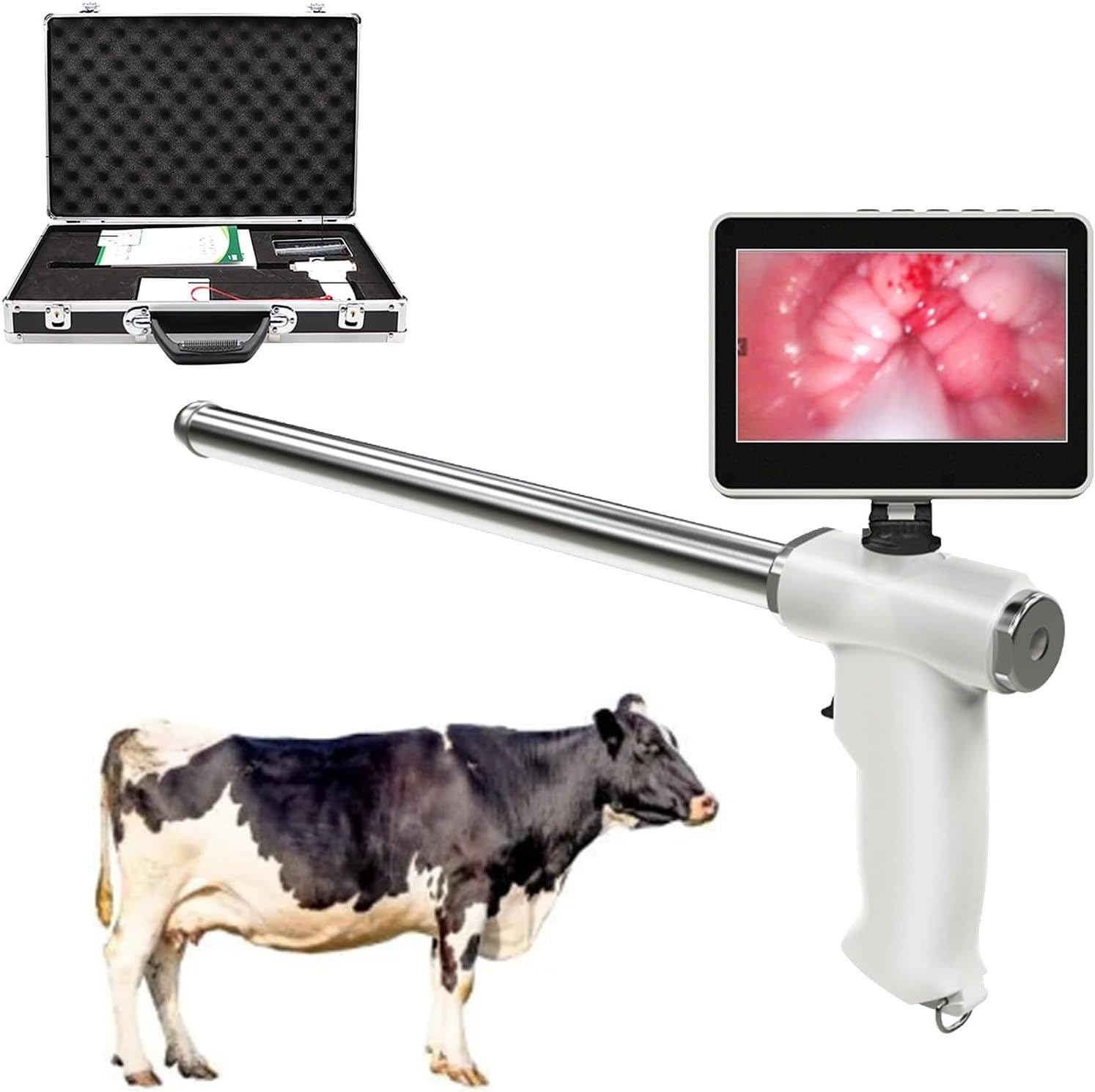 POIMHEW Complete Visual Endoscope Insemination Gun, Digital AI Breeding Kit for Cattle & Horses with Camera,Rotatable Screen,for Artificial Insemination Cattle-horse Cow*Horse