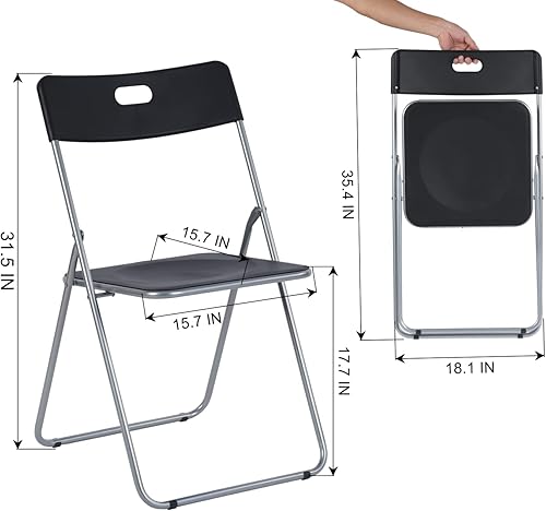Miniatura 2 de FurnitureR Sillas plegables portátiles plegables, juego de 46 para la oficina en casa, sala, reunión, sala de recepción (plástico, juego de 4)