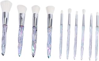 10pcs White Cosmetic Brush Set with Plastic Handles and Fiber Wool | Foundation, Blush and Eye Shadow Brushes, Does Not Fall, Suitable for Sensitive Skin