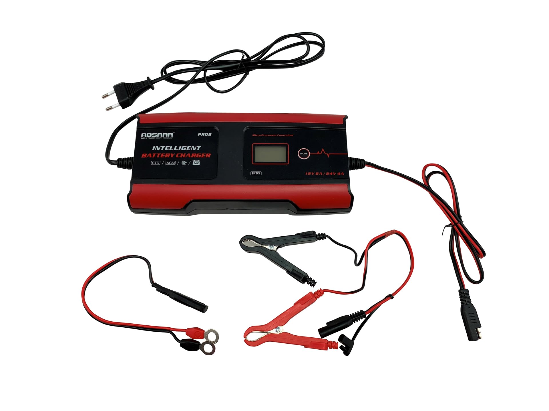 Absaar Auto Chargeur de batterie pour Voiture Camions Moto Capacité de batterie Jusqu'à 220AhAh AB-PRO8.0