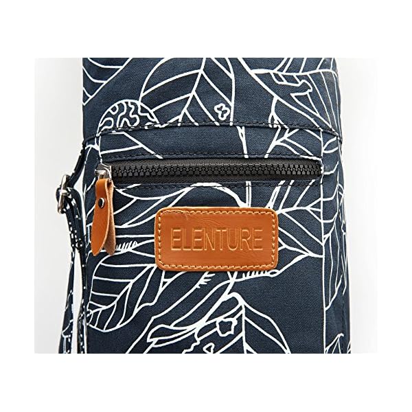 ELENTURE Full-Zip Exercise Yoga Mat Carry Bag with Multi-Functional Storage Pockets, Black Leaf