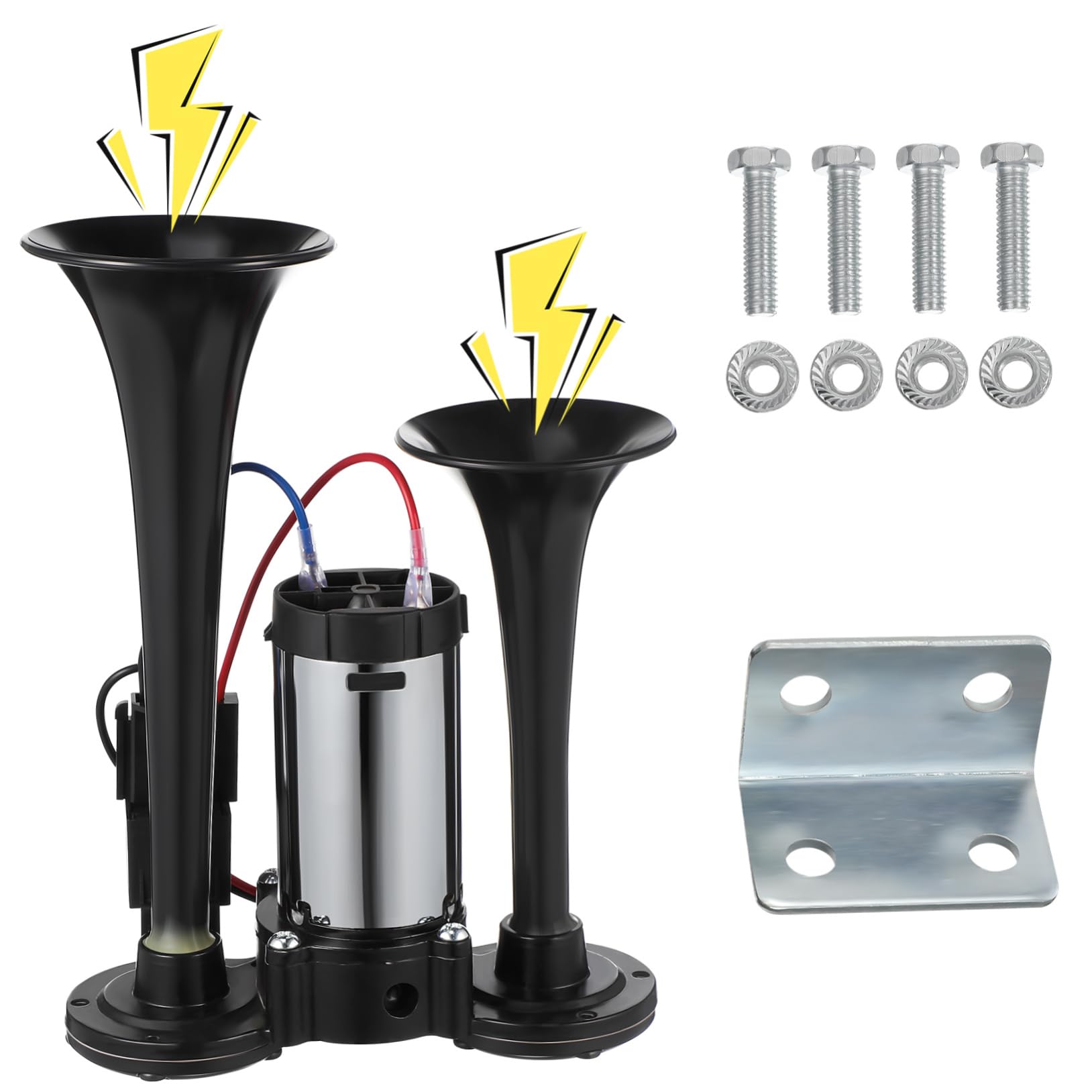 Bocina Aire Eléctrica Doble Kit Integrado Metal Resistente Compatible Coches Camiones Fácil Instalación