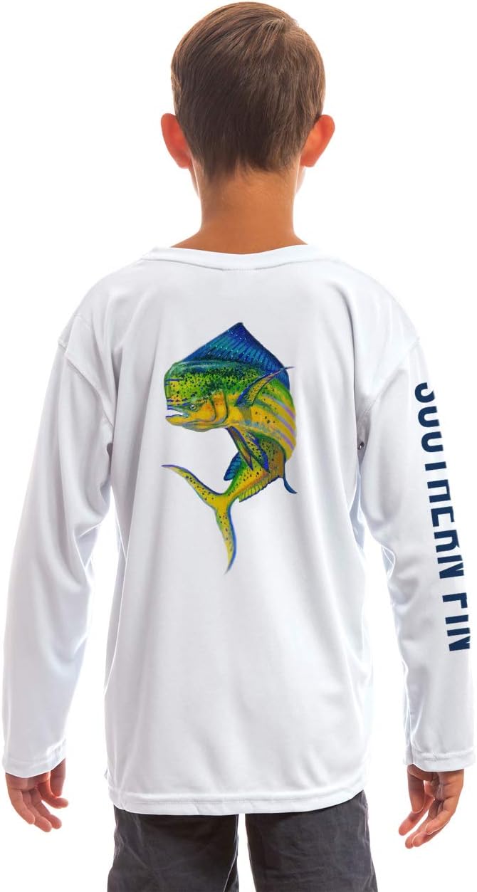 Southern Fin Apparel Youth Fishing Shirt for Kids Boys Girls Long Sleeve UV