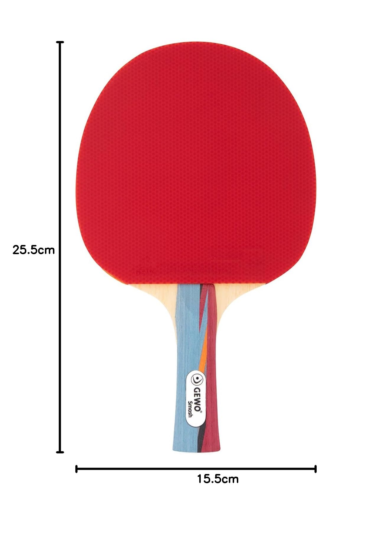 GEWO SMASH Tischtennisschläger - ITTF genehmigter Allroundschläger für Kinder, Wettkampf-Komplettschläger mit kontrolliertem Thunderball 2 Belag und hohen Rotationseigenschaften, konkav, 2,0mm Schwamm