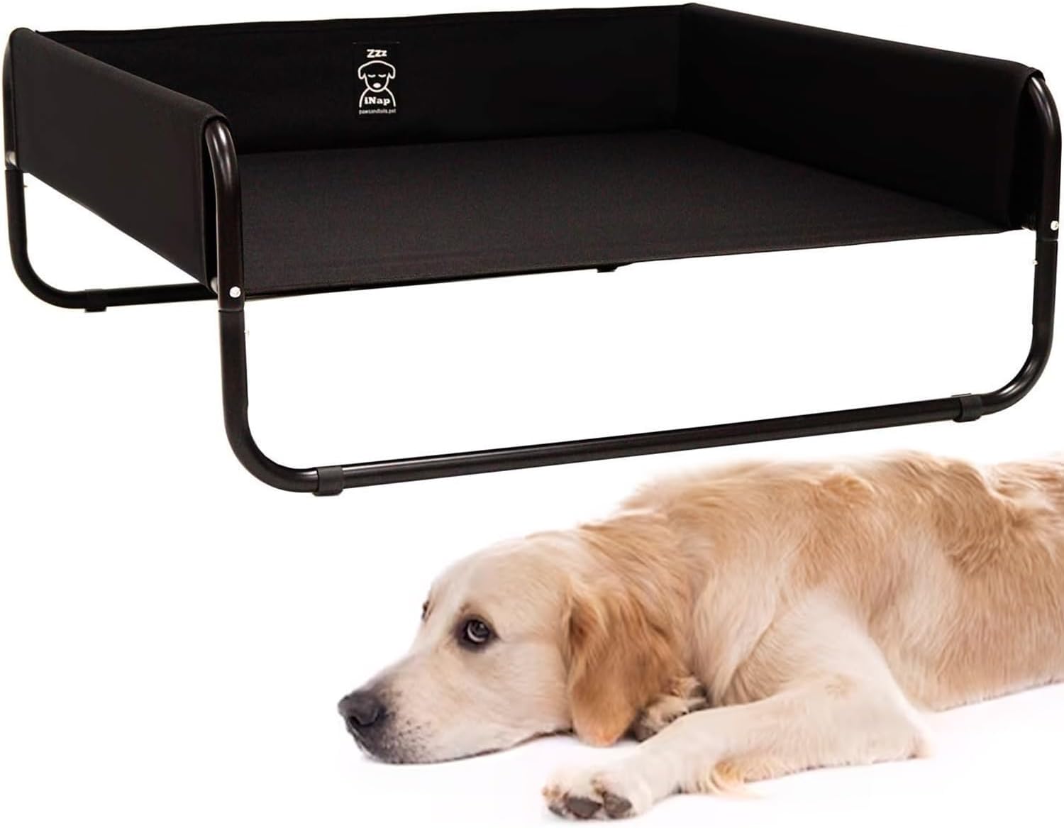 iNap Premium Elevated Dog Bed with Sides, Raised Pet Bed Cooling Camping Cot, Orthopaedic Steel Frame Design - Small