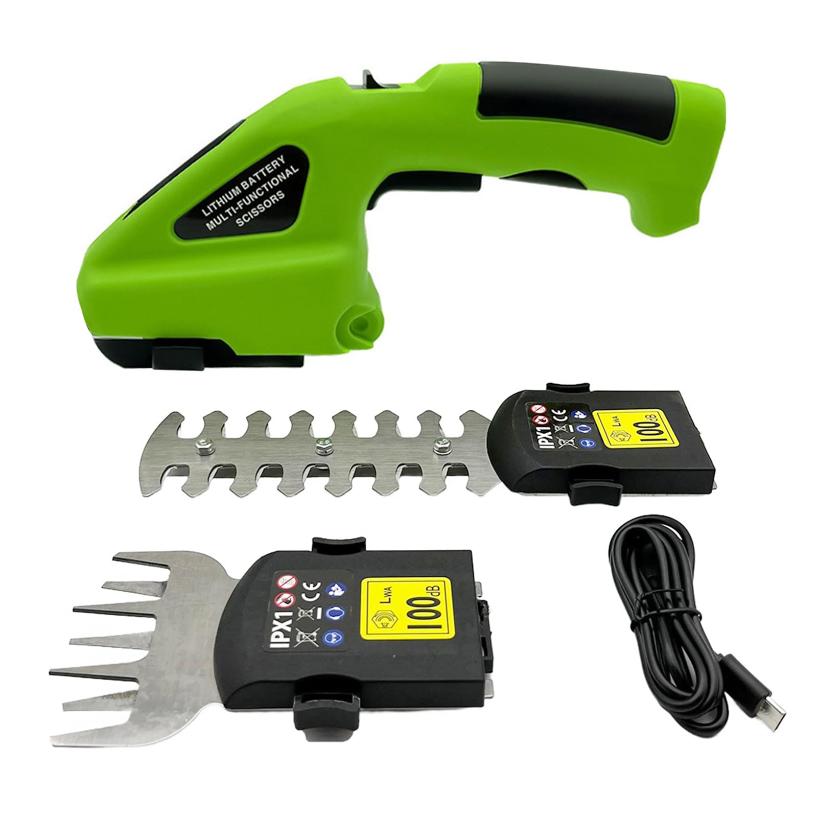 Cordless Grass Shear with Non-Slip Handle Rechargeable Powerful Motor Grass Cutter 2-in-1 Handheld Electric Grass Trimmer Hedge Shear,Cordless Grass Shear & Hedge Trimmer Green