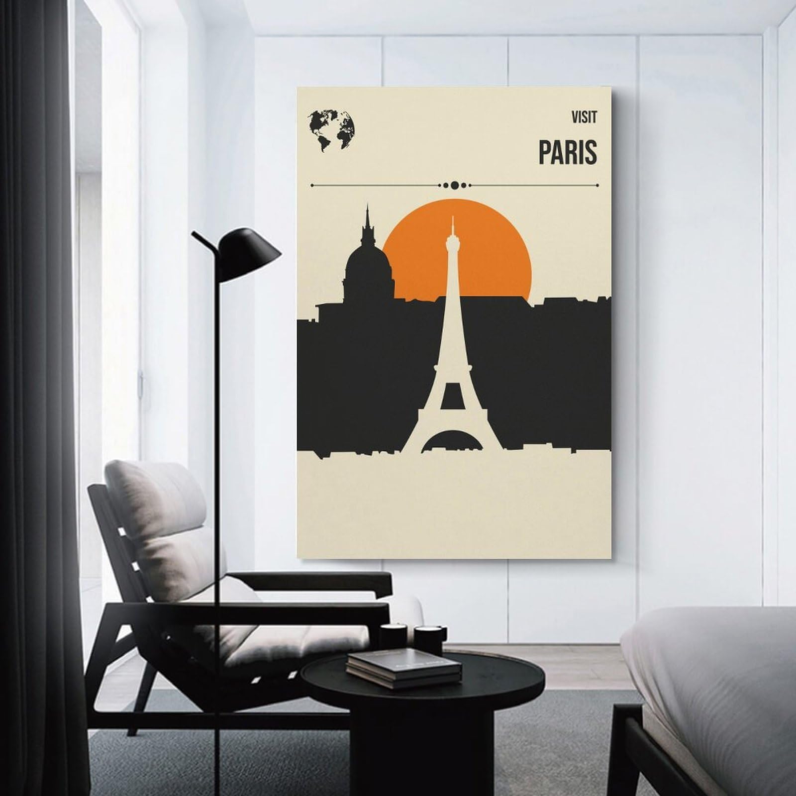 Junmoney Visit Paris Travel Wall Art Print, 24x36inch(60x90cm), for Study, Office Or Focused Interiors, Home Office Artwork with Decorative Appeal