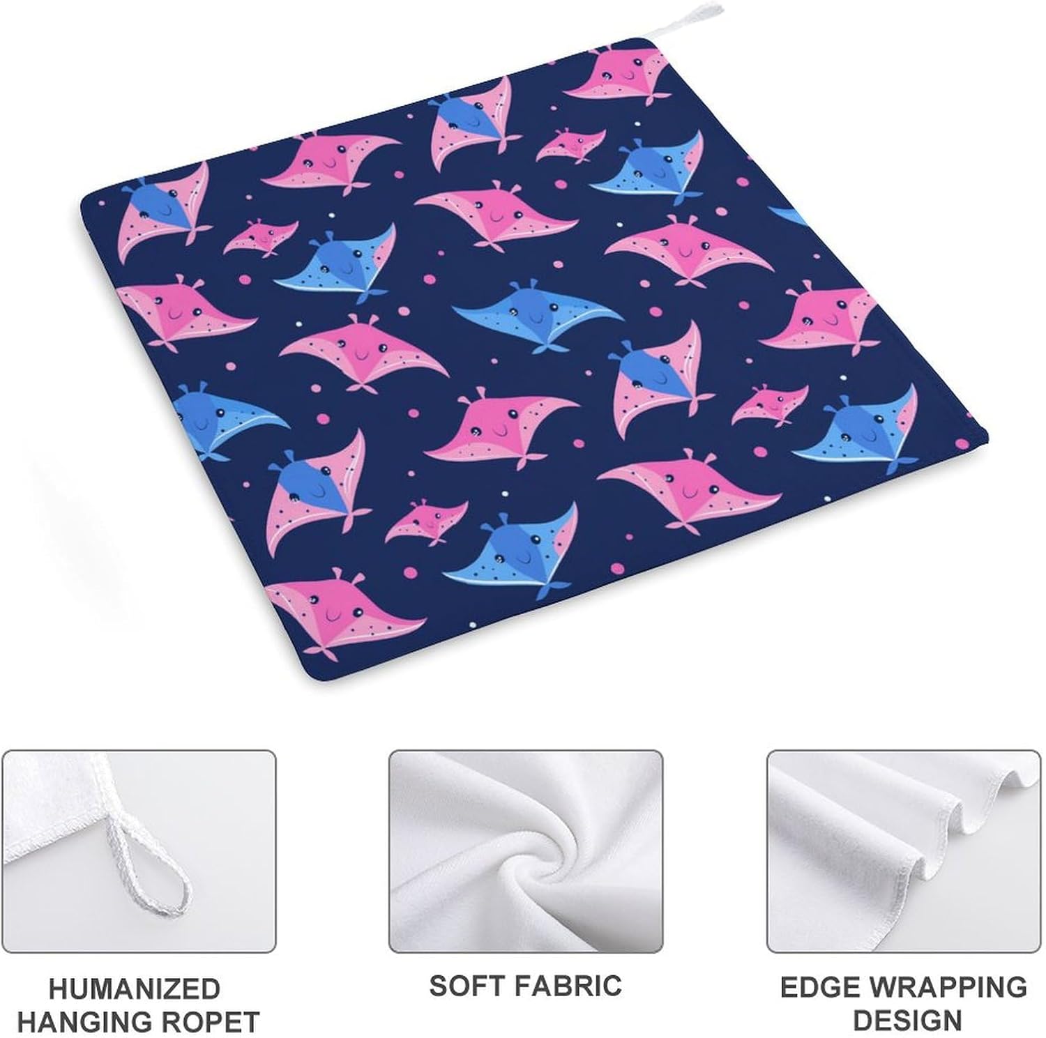 Colorful Stingray Pattern Hand Towels for Bathroom Kitchen Towels Small Towel Handkerchiefs with Hanging Loop 4PCS