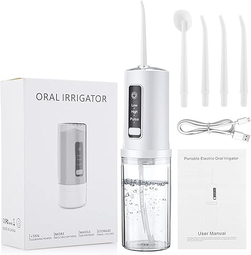 Sunshineface Irrigador dental de agua para dientes, limpiador dental eléctrico portátil multifunción para dientes, púas dentales de agua recargable