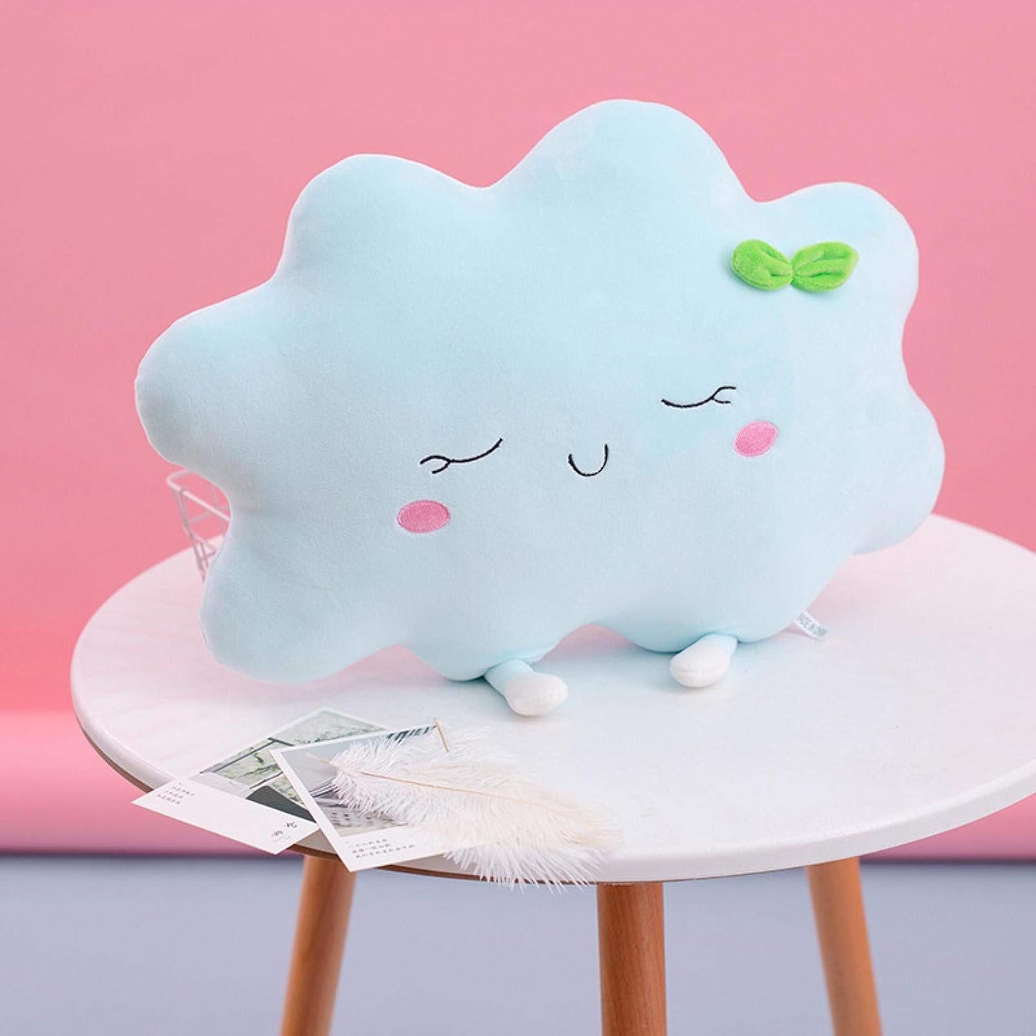 WITTSY Hot Sun Throw Pillow Girly Heart Cloud Down Cotton Plush Cushion Home Sofa Decorative Cushion 小号车枕 Blue Clouds