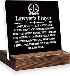 Lawyer's Prayer Acrylic Sign with Wooden Stand, Religious Graduation Keepsake for JD Law Student, Bible Verse Gifts for Home Office Decor, Legal Profession Spiritual Gifts for Lawyer
