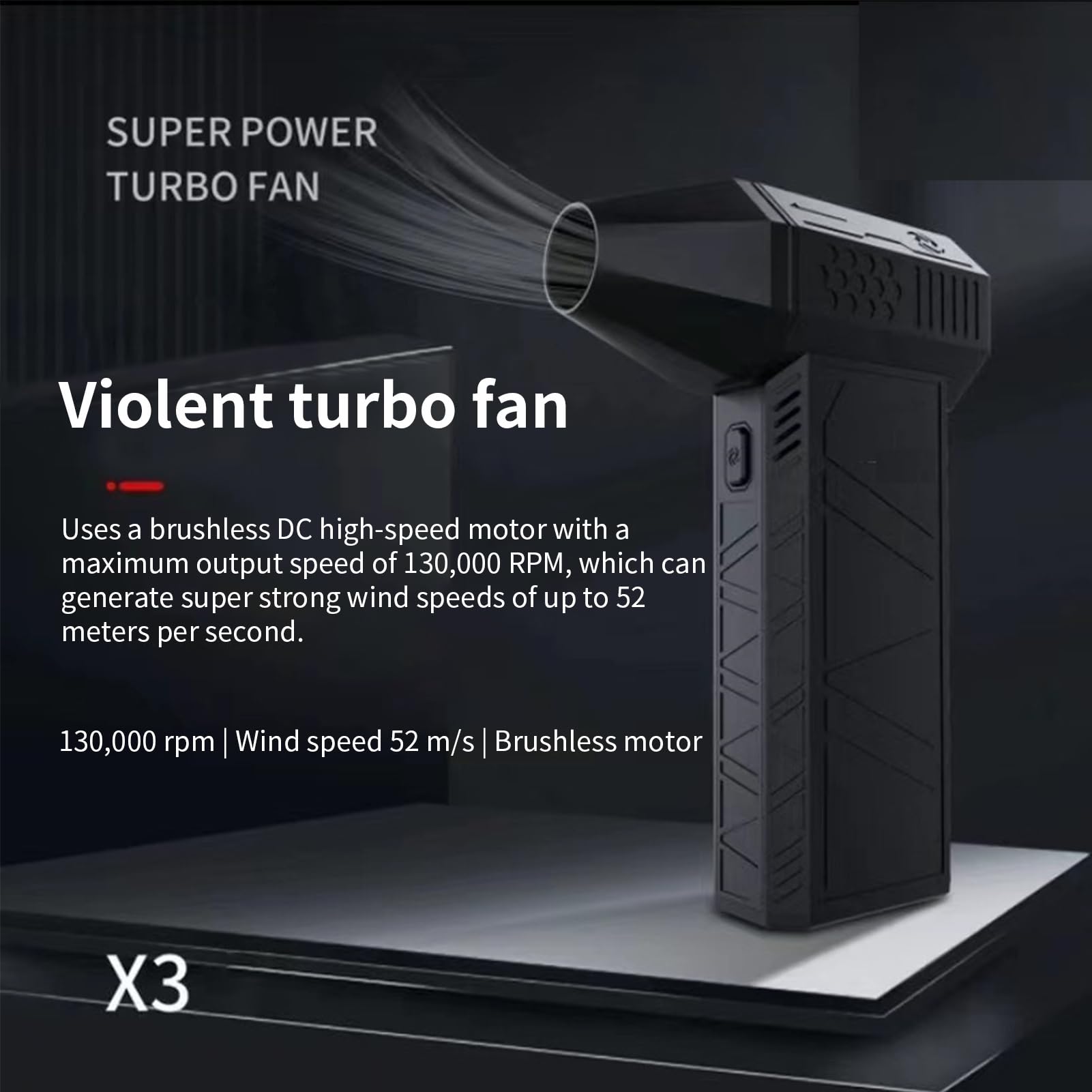 Soffiatore D'aria Potente Ricaricabile con Batteria da 3000mAh e Flusso | Utensili per Barbecue Soffiatore Portatile Ricaricabile per Attività all'Aperto come Campeggio e Barbecue