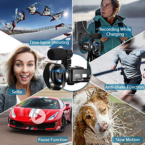 SEREE Camcorder 4K HD 48MP Video Camera 18X Digital Zoom IR Night Vision YouTube Camcorder with Portable Handheld Stabilizer,Microphone and Remote Control…