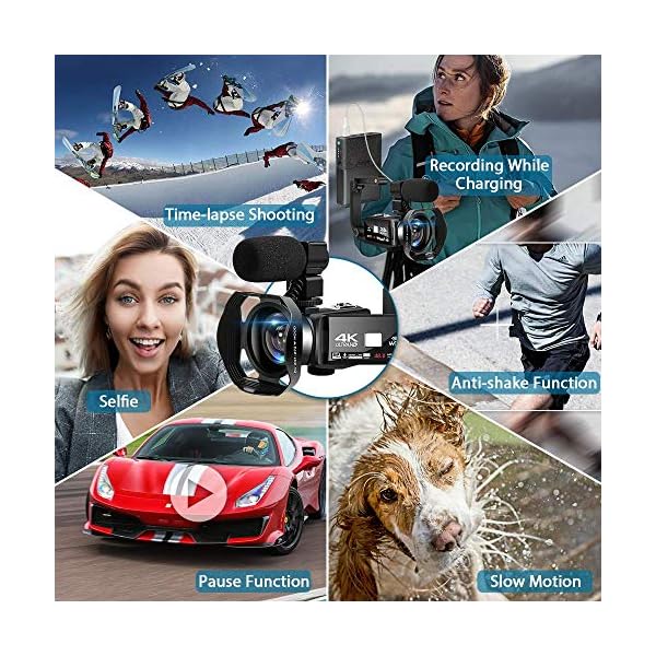 Videokamera 4K Camcorder 30FPS 48MP Vlogging Kamera für YouTube, 3.0 Zoll LCD Flip Screen Camcoder Full HD mit Mikrofon… – Bild 7