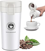 High Quality Vaccum Insulated Coffee Cup, Original stamped Stainless steel SUS 304, Heat Preservation Up To 8 Hours, Cold Preservation Up To 18 Hours with Build-In stainer (White)