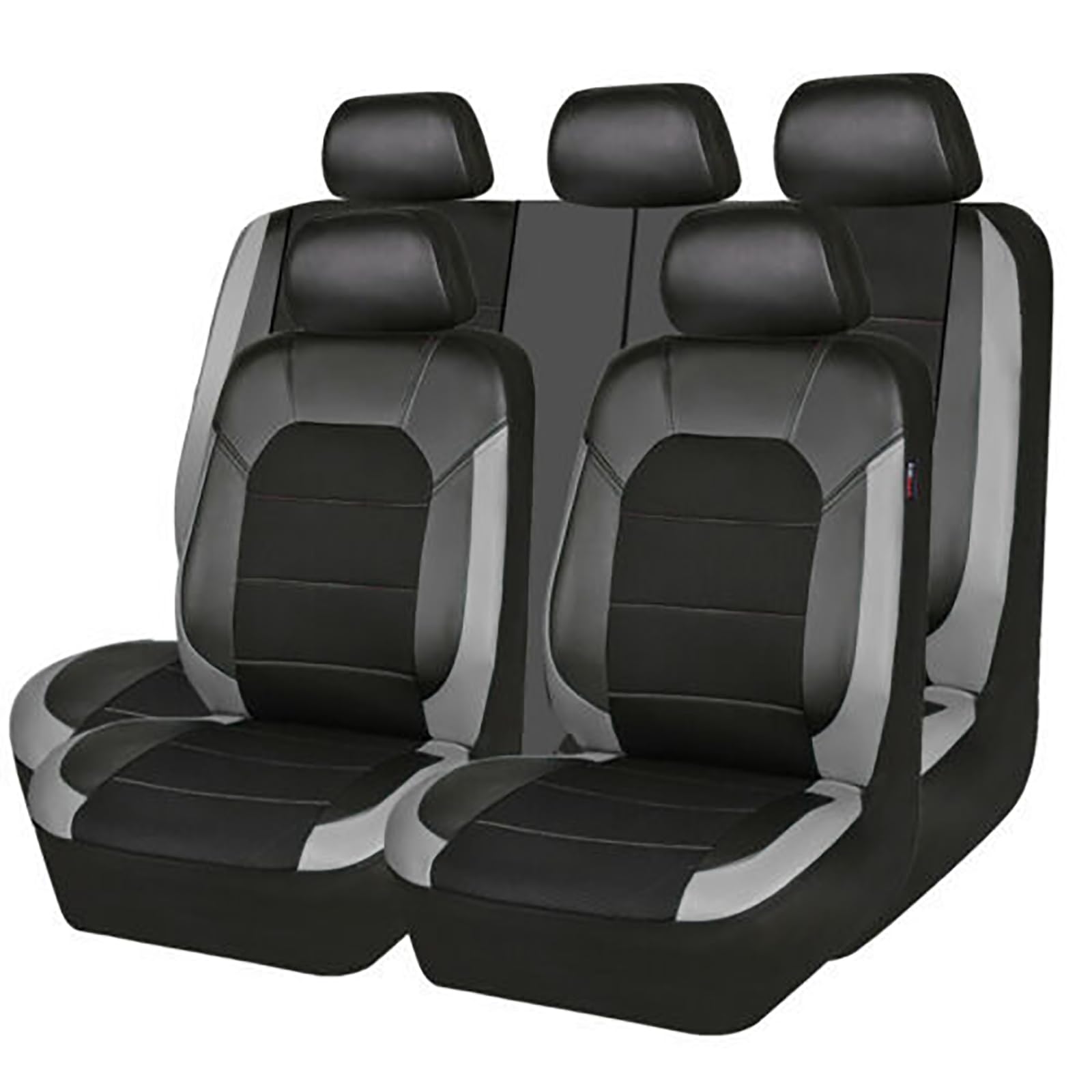 Zzqylf Grey 9 Pcs Car Leather Seat Covers For Vauxhall Meriva Mokka Monaro/Omega/Omega Caravan/Signum 2000-2024, Full Surround Breathable Waterproof Car Seat Protectors Accessories,