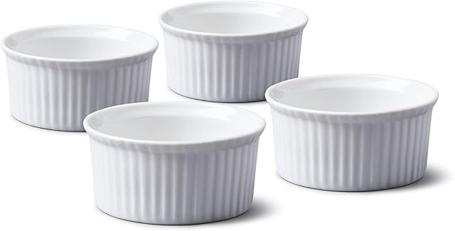 WM Bartleet & Sons 1750 TSET41 Set of 4 Traditional Porcelain Ramekins 7.5cm Diameter White