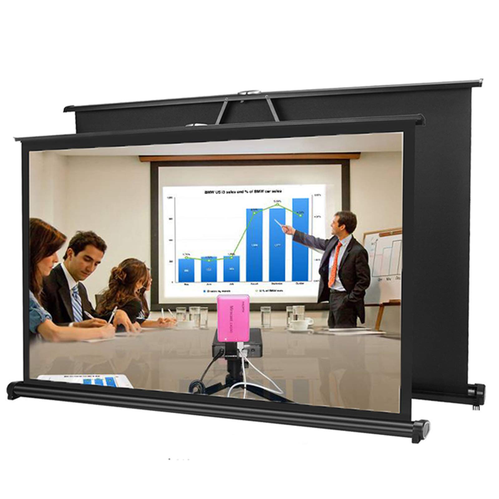 Pantalla de proyector de mesa plegable de 50 pulgadas con sistema pull up para evitar arrugas