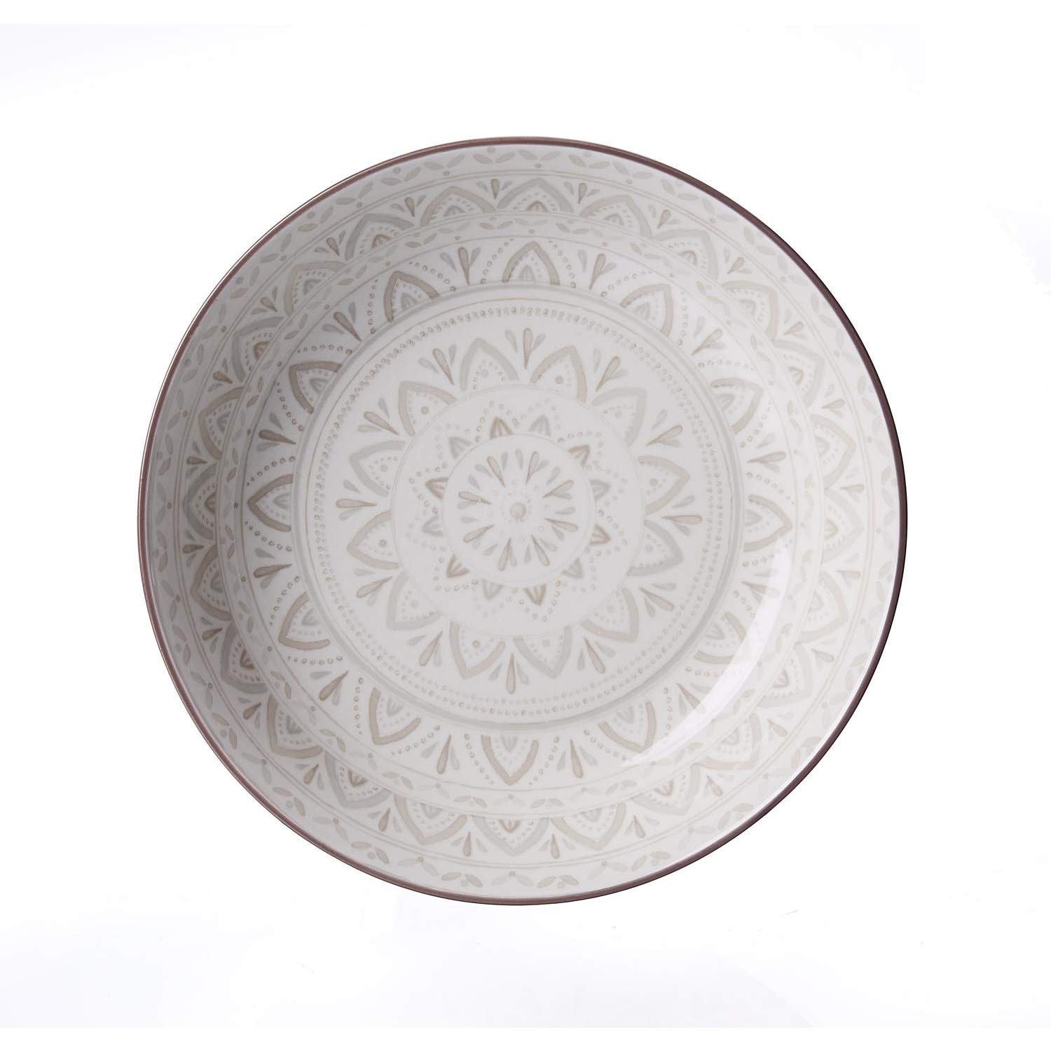 Assiette à soupe en céramique grise et marron vaisselle creuse ronde 200mm