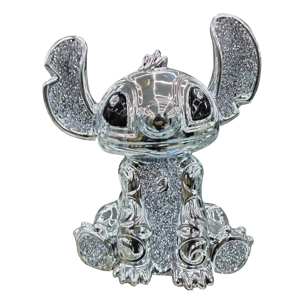 BMLIMITED BML Crushed Diamond Silver Stitch Ceramic Sparkly Shelf Sitter Ornament | Glamorous Decor for a Sparkling Home and Gifts