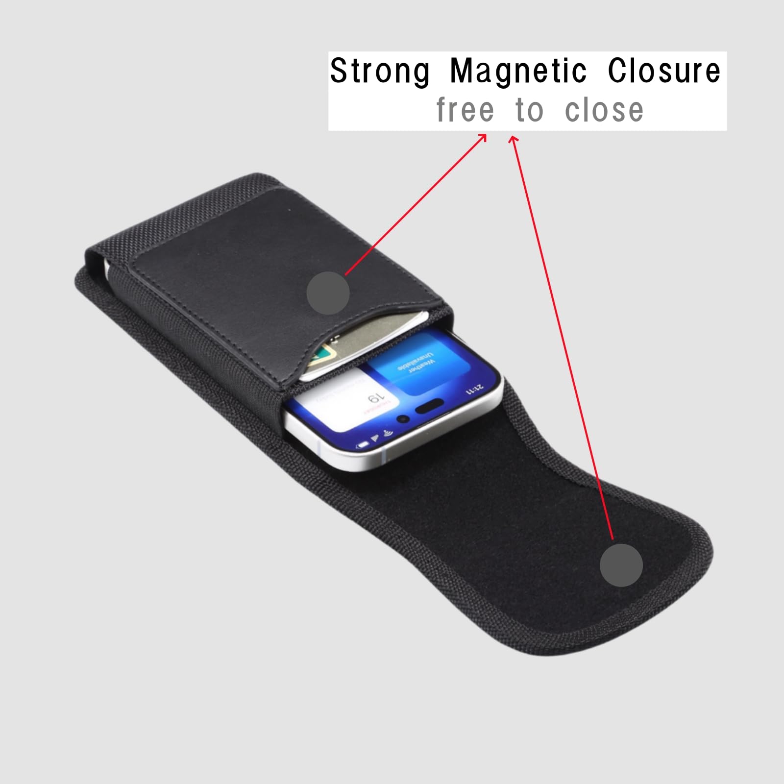 Oxford Pionowy pokrowiec na pasek do telefonu komórkowego z szczeliną na karty, klips do pasa, mocne zamknięcie magnetyczne, kompatybilny z iPhone 16 Pro 11 8 Plus, Galaxy S20 S21 fe