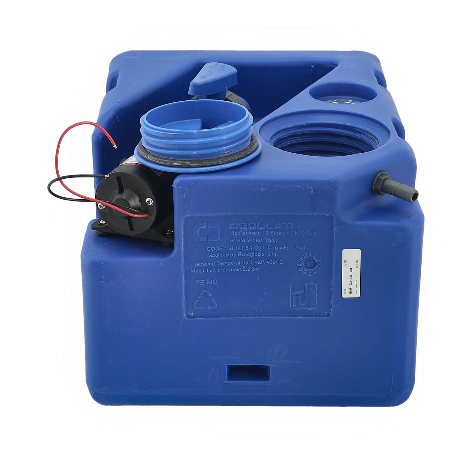 Abwassertank 40, 60, 80, 105 l mit 12 V Pumpe, Schmutzwassertank Fäkalientank Schwarzwassertank Grauwassertank Bootstank Einbautank Tank für Boot, Wohnmobil, Wohnwagen, Camping...