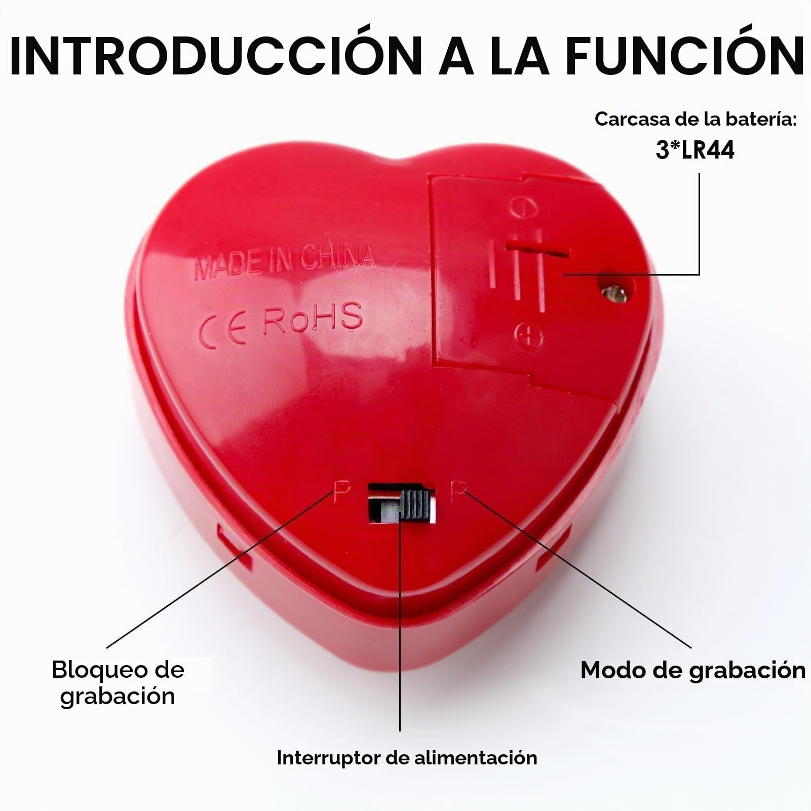 Grabadora de Voz en Forma de Corazón 30 Segundos,Caja de Voz para Animales de Peluche, Grabadora de Voz Personalizada para Juguetes y Regalos Emotivos,Mini grabadora de Voz,Regalo DIY