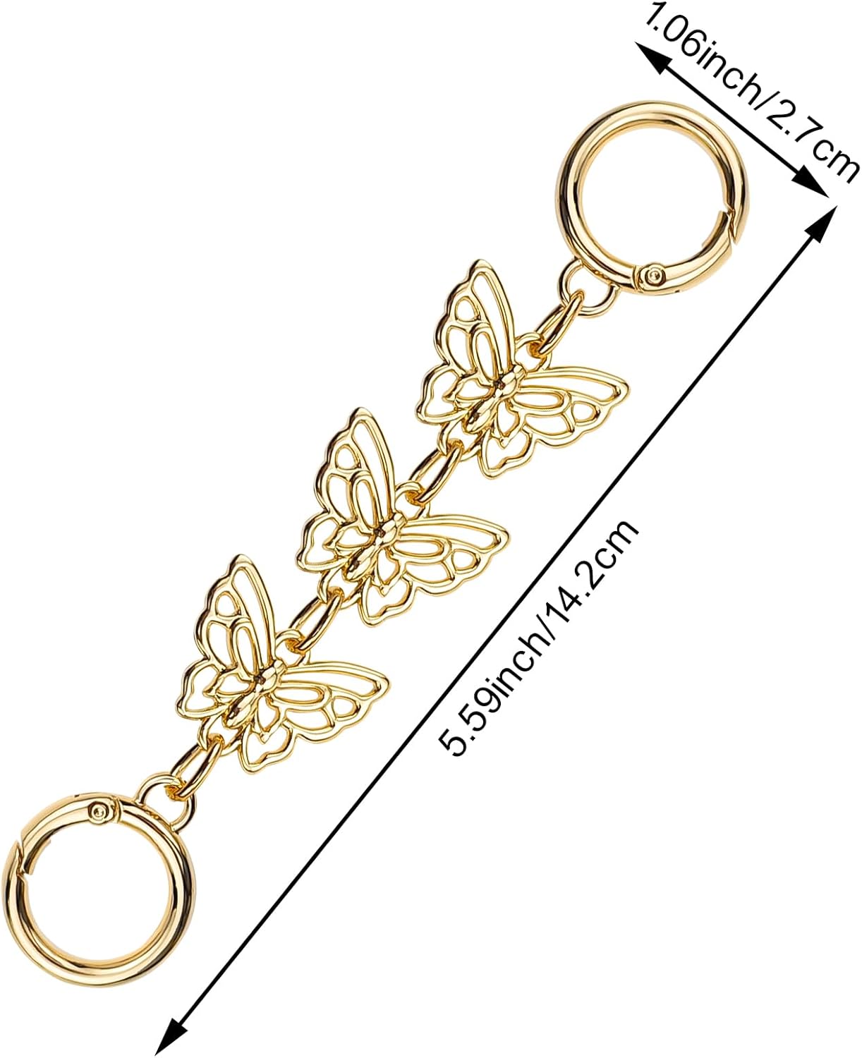 3Pcs Butterfly Purse Chain Extender for Women Girl Handbags Strap Extender Metal Replacement Accessories Making Supplies (Gold + Silver + Black) - Image 2