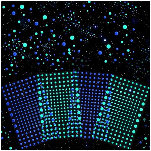 Glow in The Dark Stars 808 Pcs Glow in The Dark Stars for Ceiling, Glowing Stars Wall Decals, 3D Green and Blue Dots Starry...