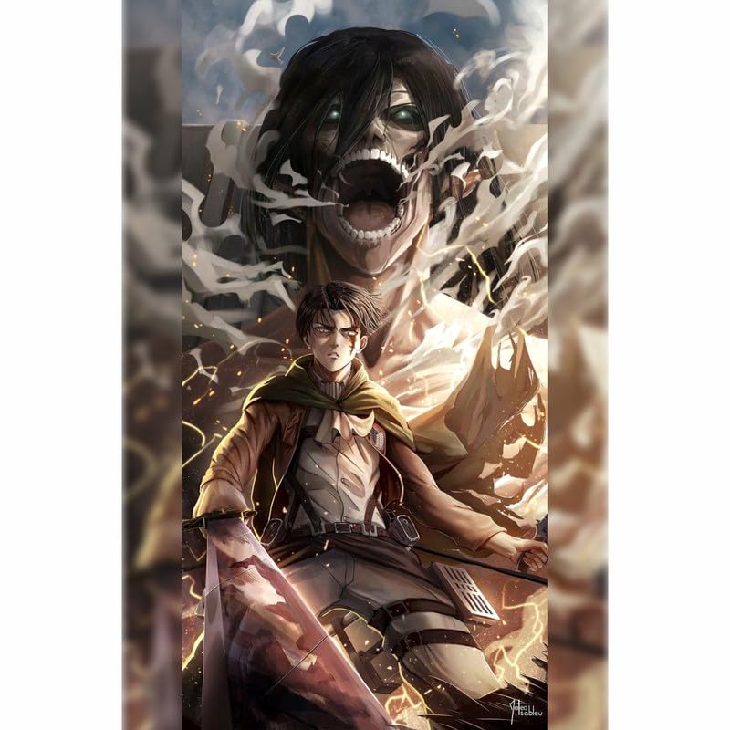 Image of POSTER WALLAH Attack On Titan Anime Poster for Home Office and Student Room Wall | Aesthetic Poster | Wall Decor ATCKONTTN04 (18X12 inch)