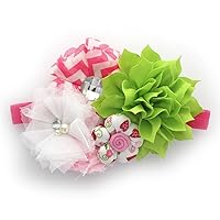 Vista 10 de My Lello Diadema Shabby Tela Flor Cluster Bebé - Bebé - Niño Pequeño - Niña Elástico Mineral Hielo, Hielo mineral