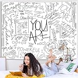 Miytal Quote You Are Inspirational Wall Tapestry, Positive Saying Wall Art Wall Hanging White Aesthetic Tapestry for Teen Girl Bedroom Dorm 51.2 x 59.1 Inches - White